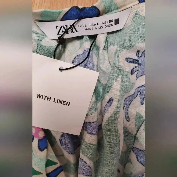 Zara Loral Print Mini Dress Size L - Picture 3 of 3